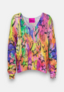 Colorful sweater with peace & heart motif