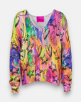 Colorful sweater with peace & heart motif