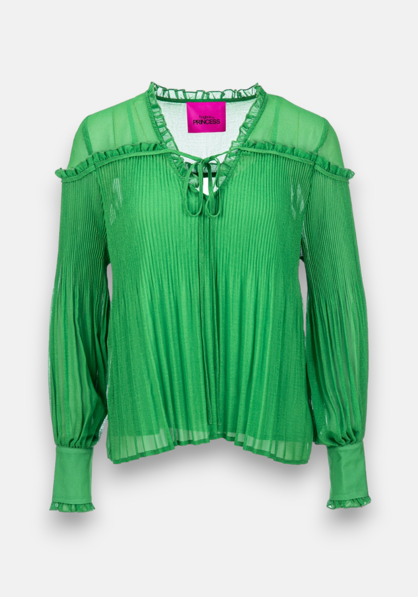 Blouse with pleats and ruffles