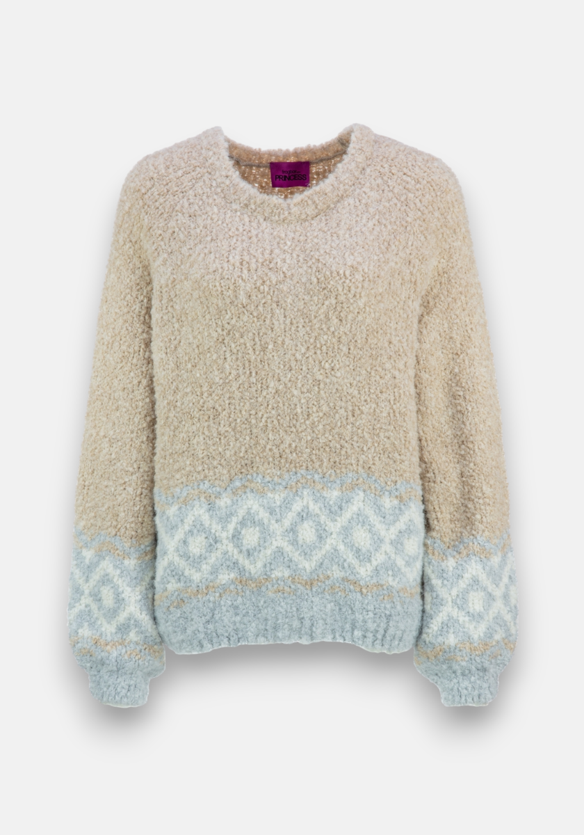 Flauschiger Pullover im Jacquardstrick