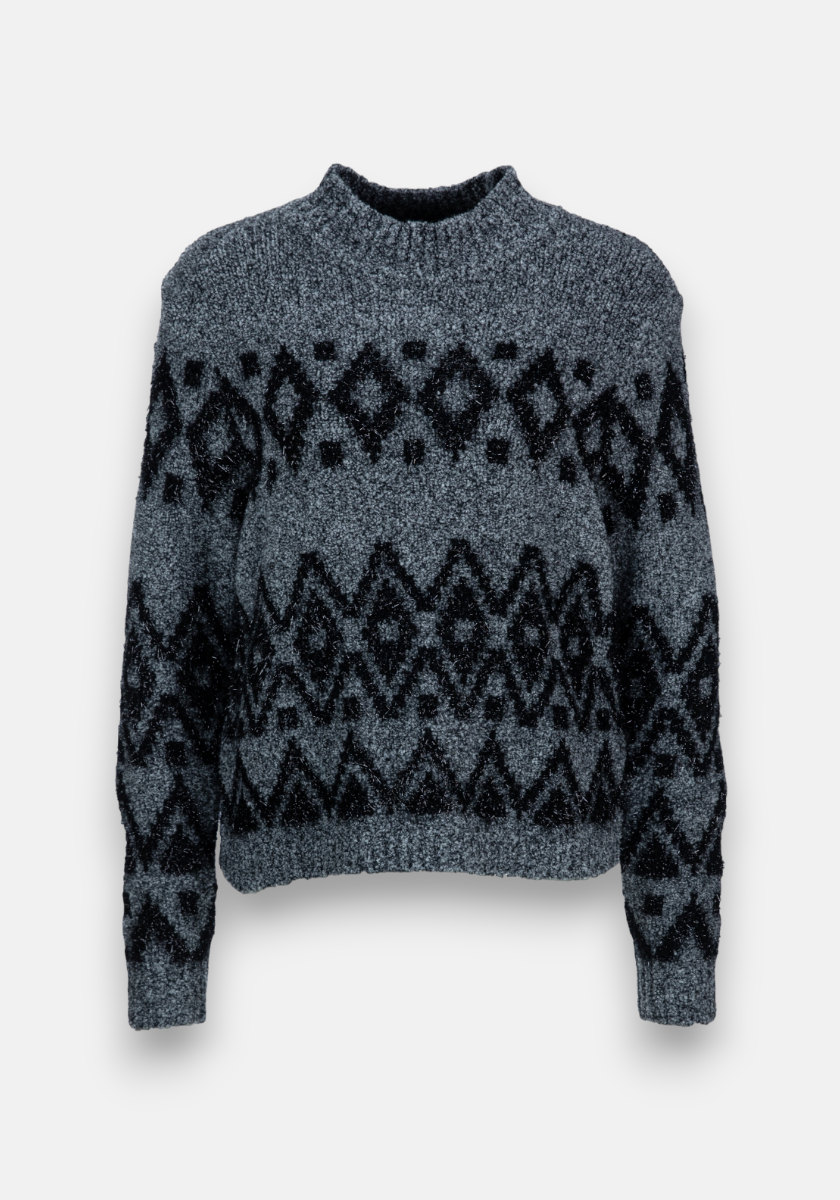Jacquard sweater with geometric pattern