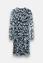 Plissiertes Kleid mit Federnprint