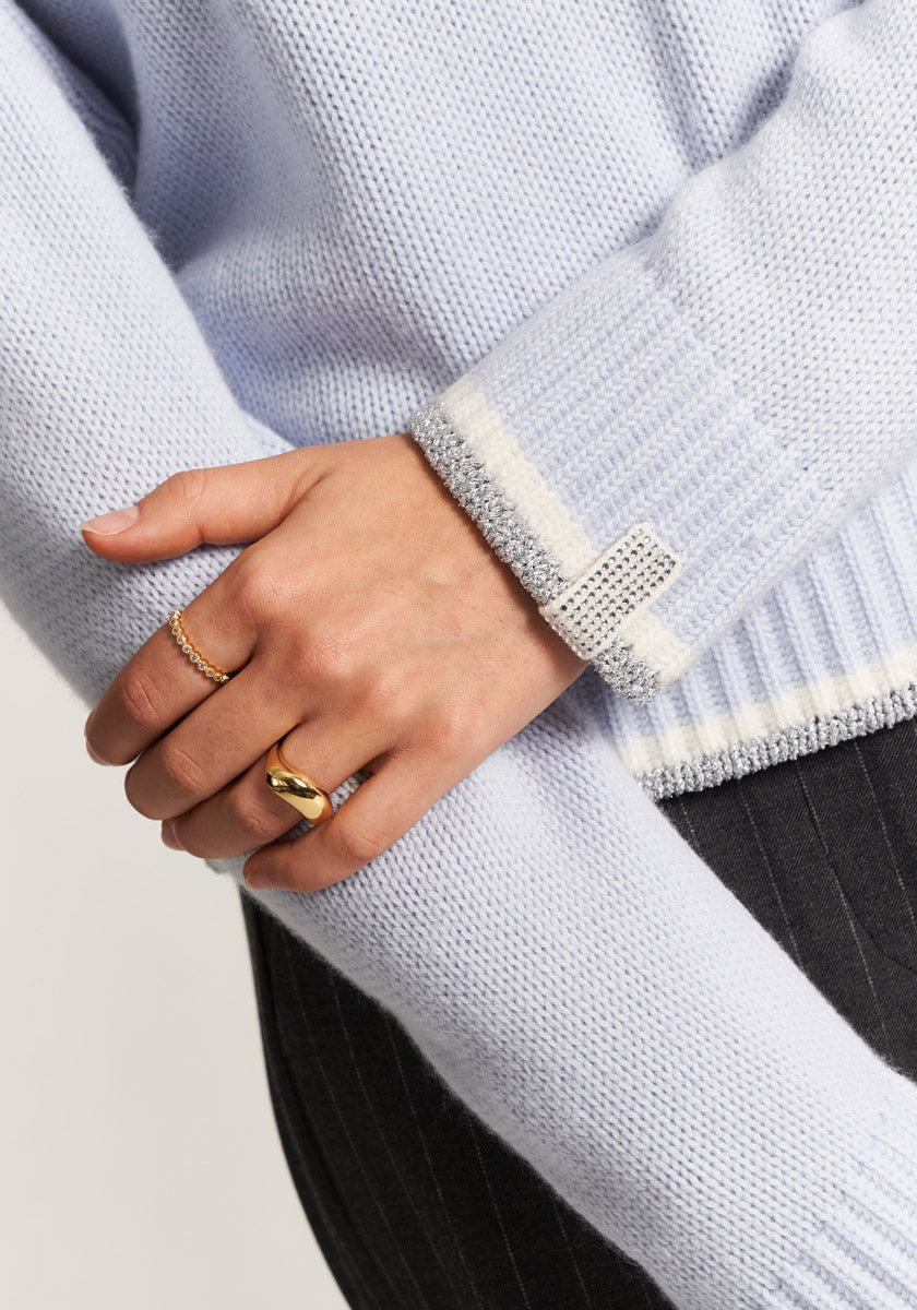 Chunky Pullover mit Kontrast &amp; Strass