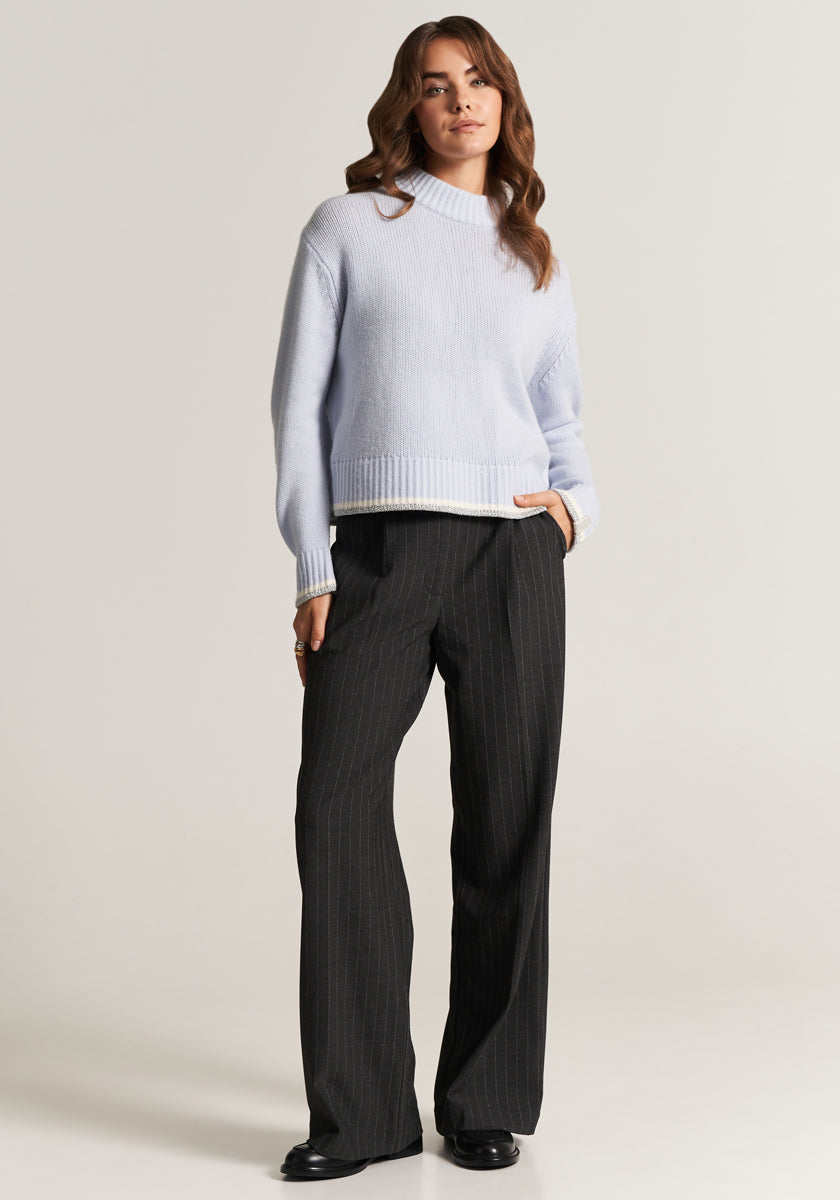 Chunky Pullover mit Kontrast &amp; Strass