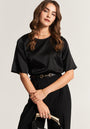 Black silk blouse short sleeve