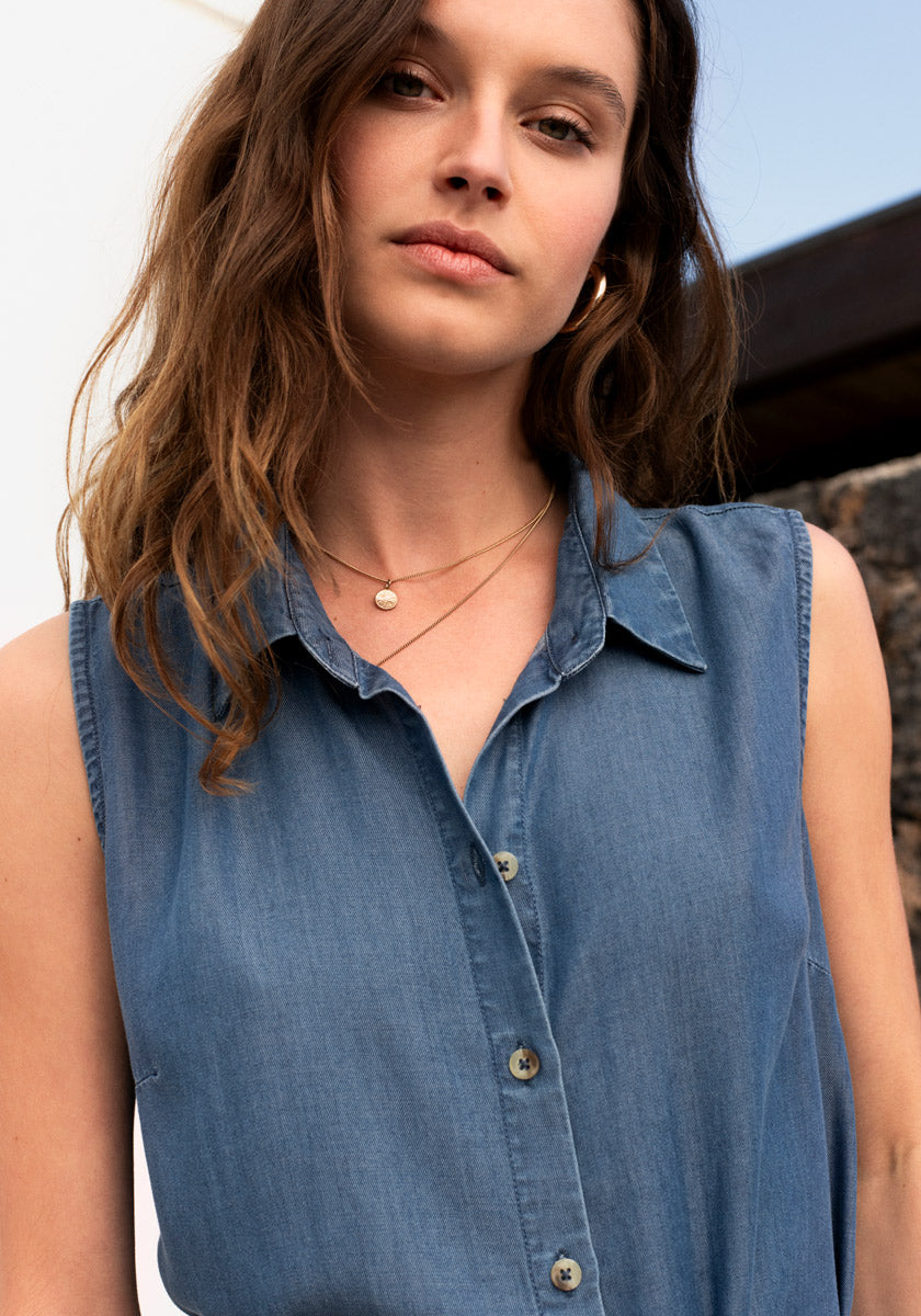 Sleeveless Lyocell Dress with Belt