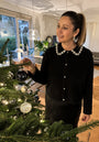 Schwarzer Cardigan mit Applikation