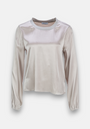 long-sleeved silk blouse