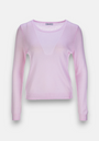 A light pink Kaschmir Pullover by Princess Goes Hollywood for women is shown on a white background. This Rundhals sweater features a sheer chest panel, fitted cuffs and hem, and a gently tailored feminine silhouette.