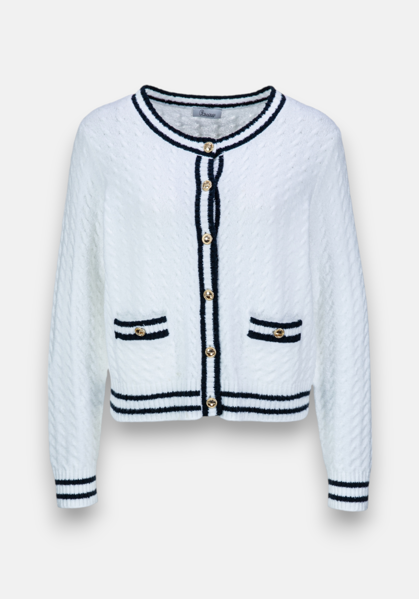 Contrast cable knit cardigan
