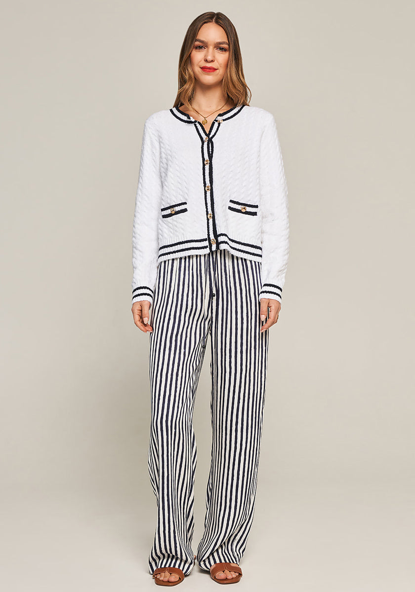 Contrast cable knit cardigan