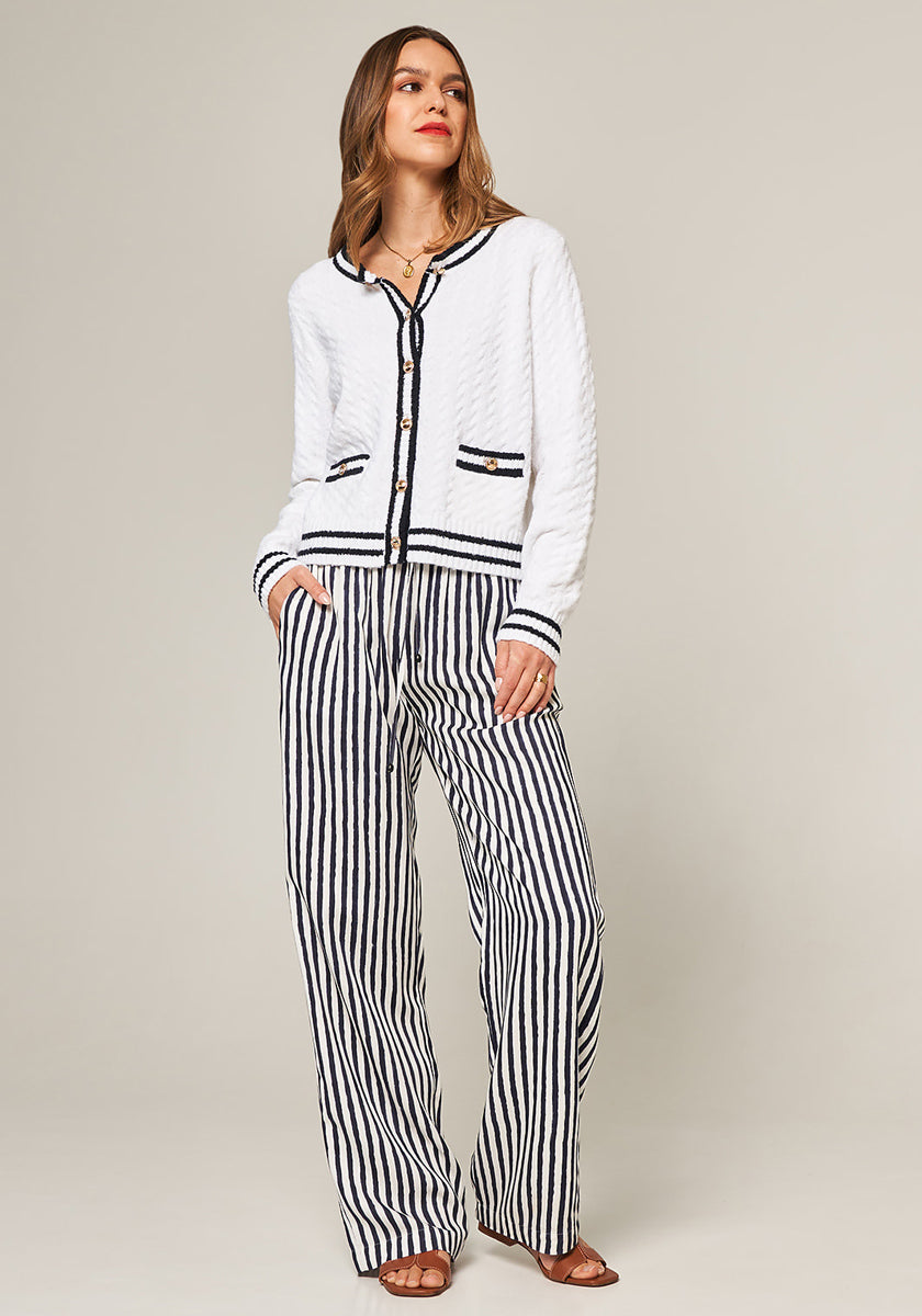 Contrast cable knit cardigan