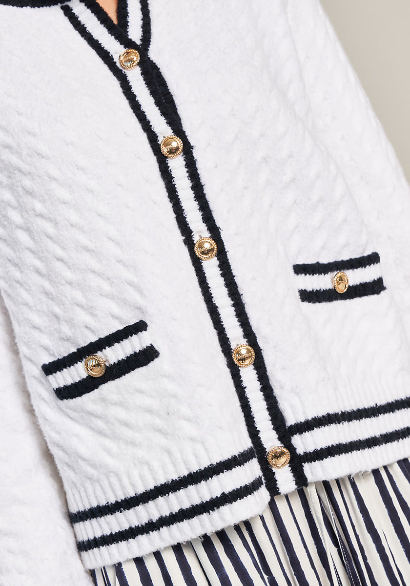 Contrast cable knit cardigan