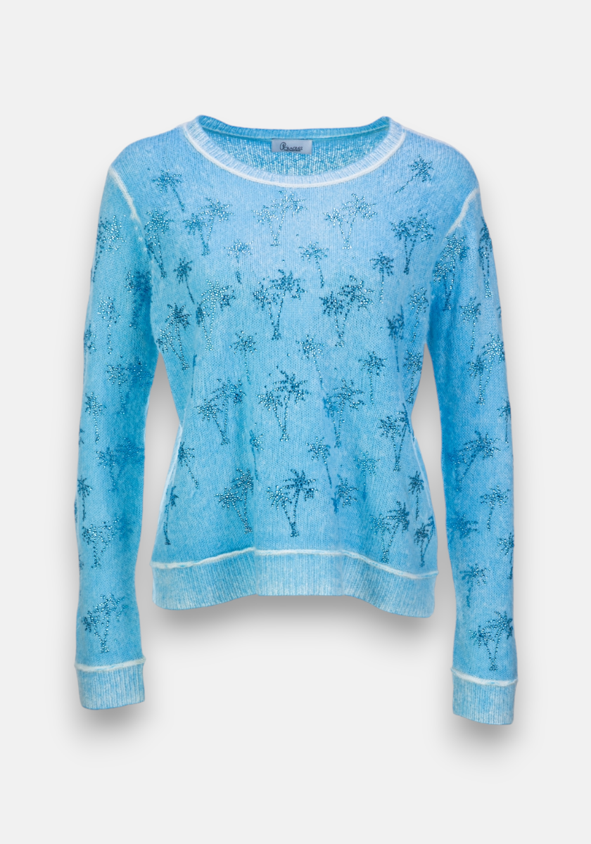 Pullover mit Palmen und Strassdeko