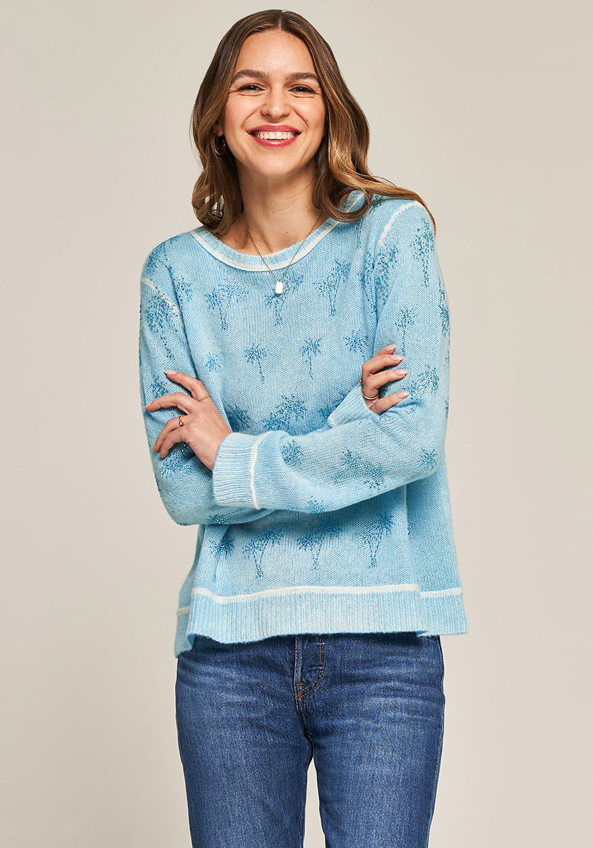 Pullover mit Palmen und Strassdeko