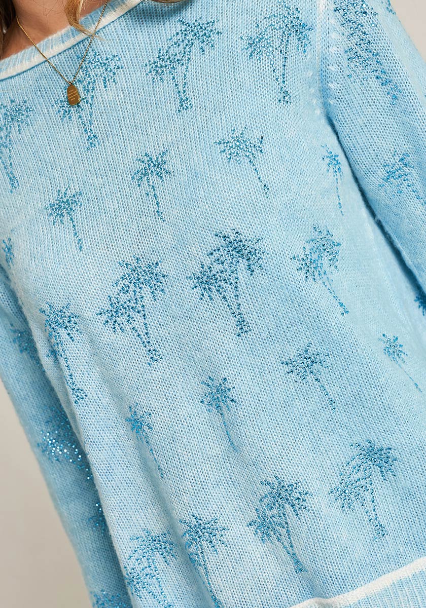 Pullover mit Palmen und Strassdeko