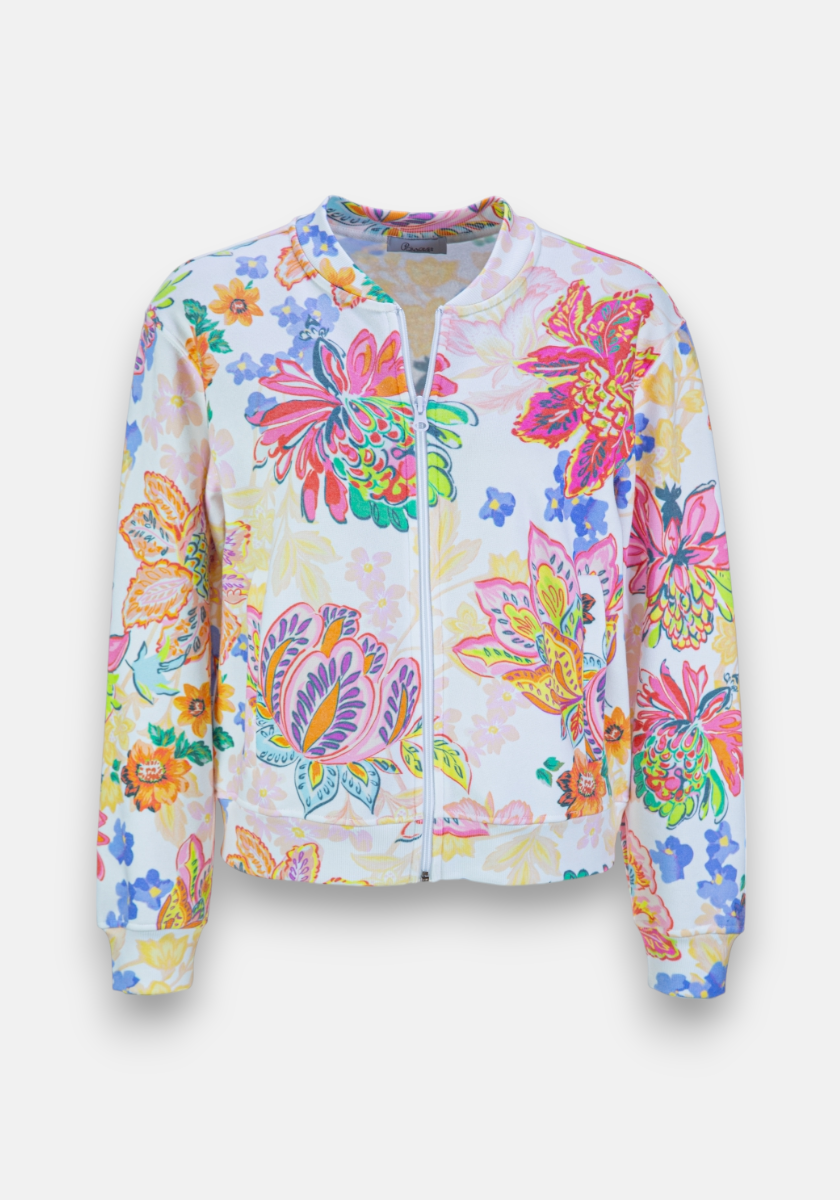 Sweatjacke mit floralem Print