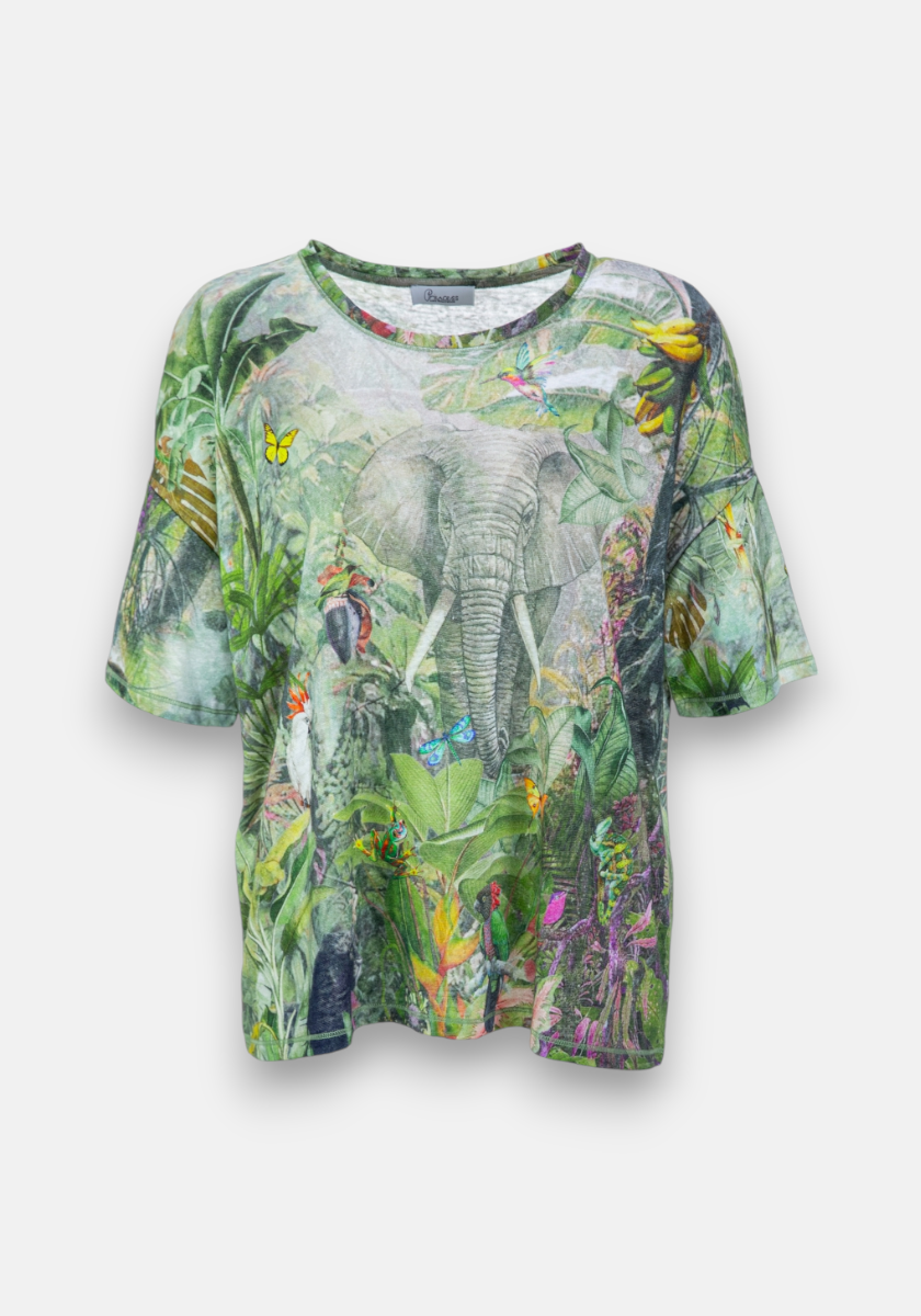 Oversize Leinen-T-Shirt Jungle