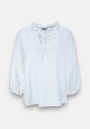 Leinen-Bluse mit Rüschen am Kragen