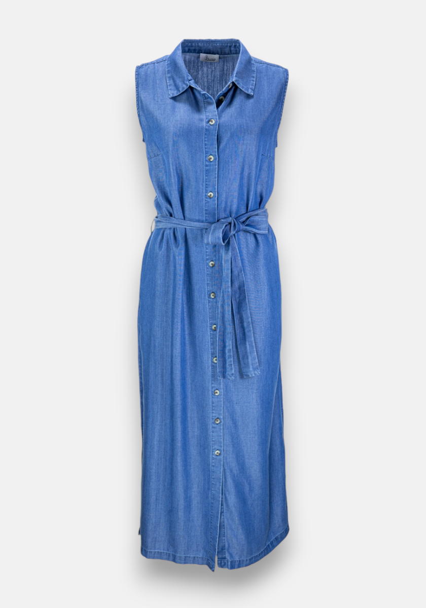 Sleeveless Lyocell Dress with Belt
