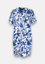 Blue linen dress with floral print