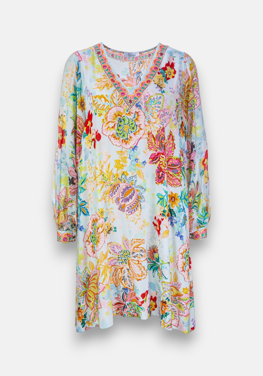Florales Kleid mit Strassverzierung