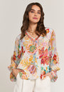 Florale Bluse mit V-Ausschnitt