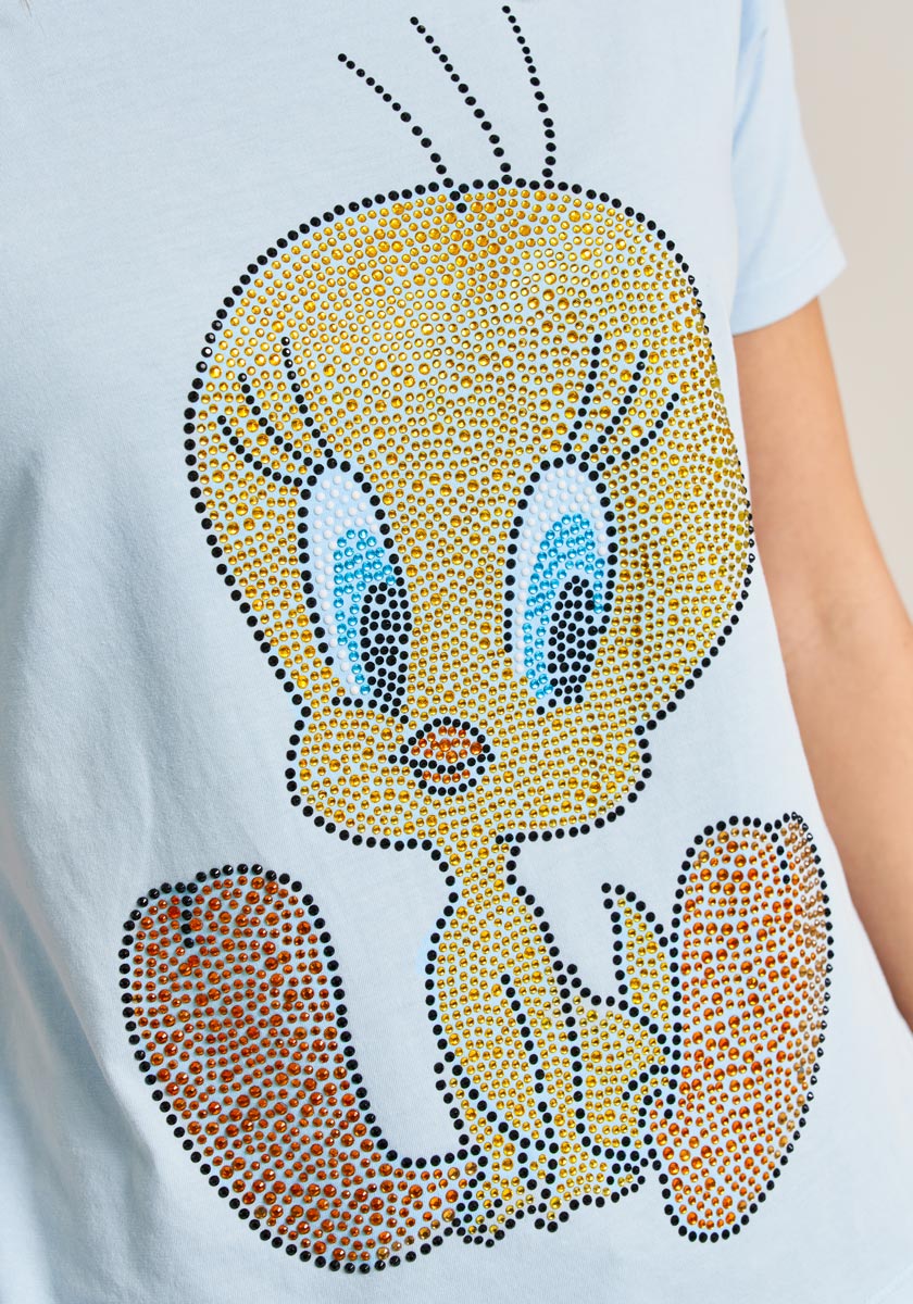 Blue Tweety T-Shirt with Rhinestones