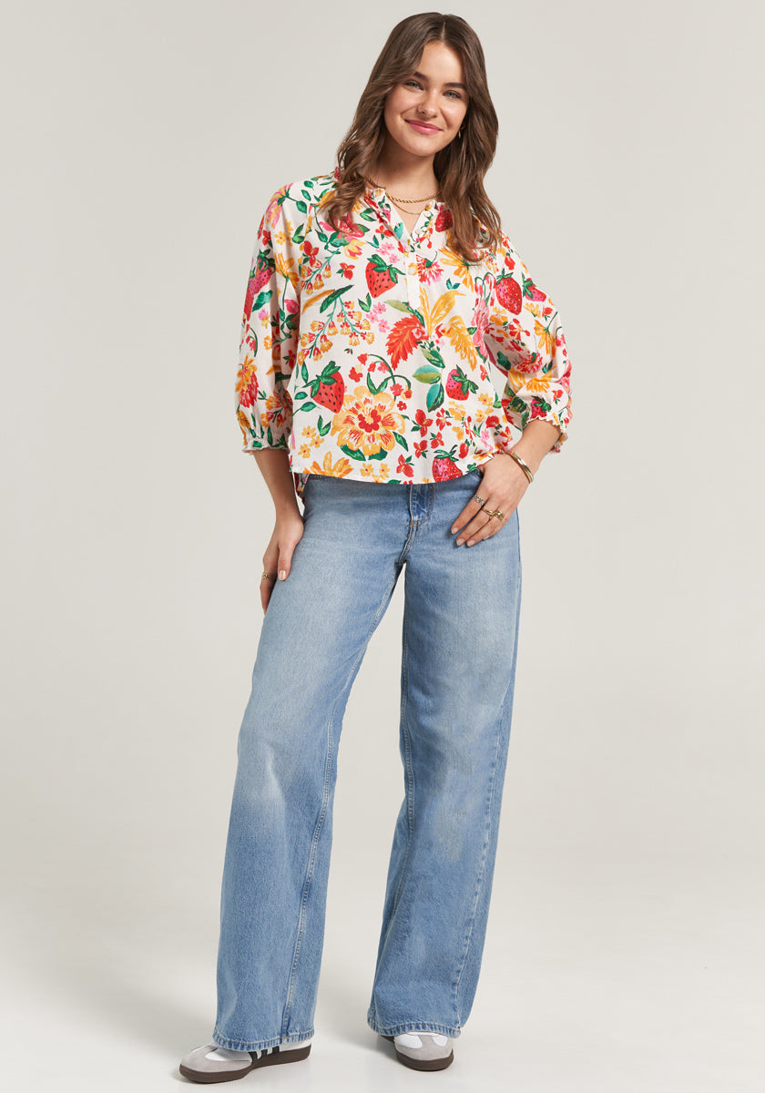 Baumwollbluse Erdbeere