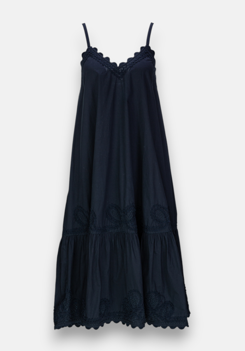 Midi Trägerkleid mit Stickerei