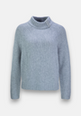 A light blue Princess Goes Hollywood Strickpullover in Wolle-Kaschmir-Mix with long sleeves, ribbed Stehkragen, cuffs and hem. It offers a relaxed fit and soft texture, shown against a plain white background.