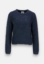 A navy blue, long-sleeved pullover sweater by Princess Goes Hollywood featuring a crew neckline. Made from a soft Wolle-Alpaka-Mix with slightly fluffy, textured fabric. Photographed from the front against a plain light background.