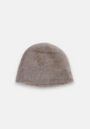 A soft, fuzzy, light gray Princess Goes Hollywood Kaschmir Strickmütze lies flat on a white background, featuring a simple rounded shape with no visible seams or embellishments.