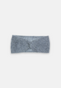 A soft, grey Kaschmir Stirnband by Princess Goes Hollywood with a fuzzy, brushed texture and stylish front twist detail, shown flat on a white background. Its cozy knit is perfect for warmth in cold weather.