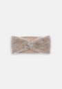 A soft, beige Kaschmir Stirnband by Princess Goes Hollywood is displayed on a plain light gray background. The headband's central Twistdetail adds texture, while its plush fabric suggests warmth and comfort.