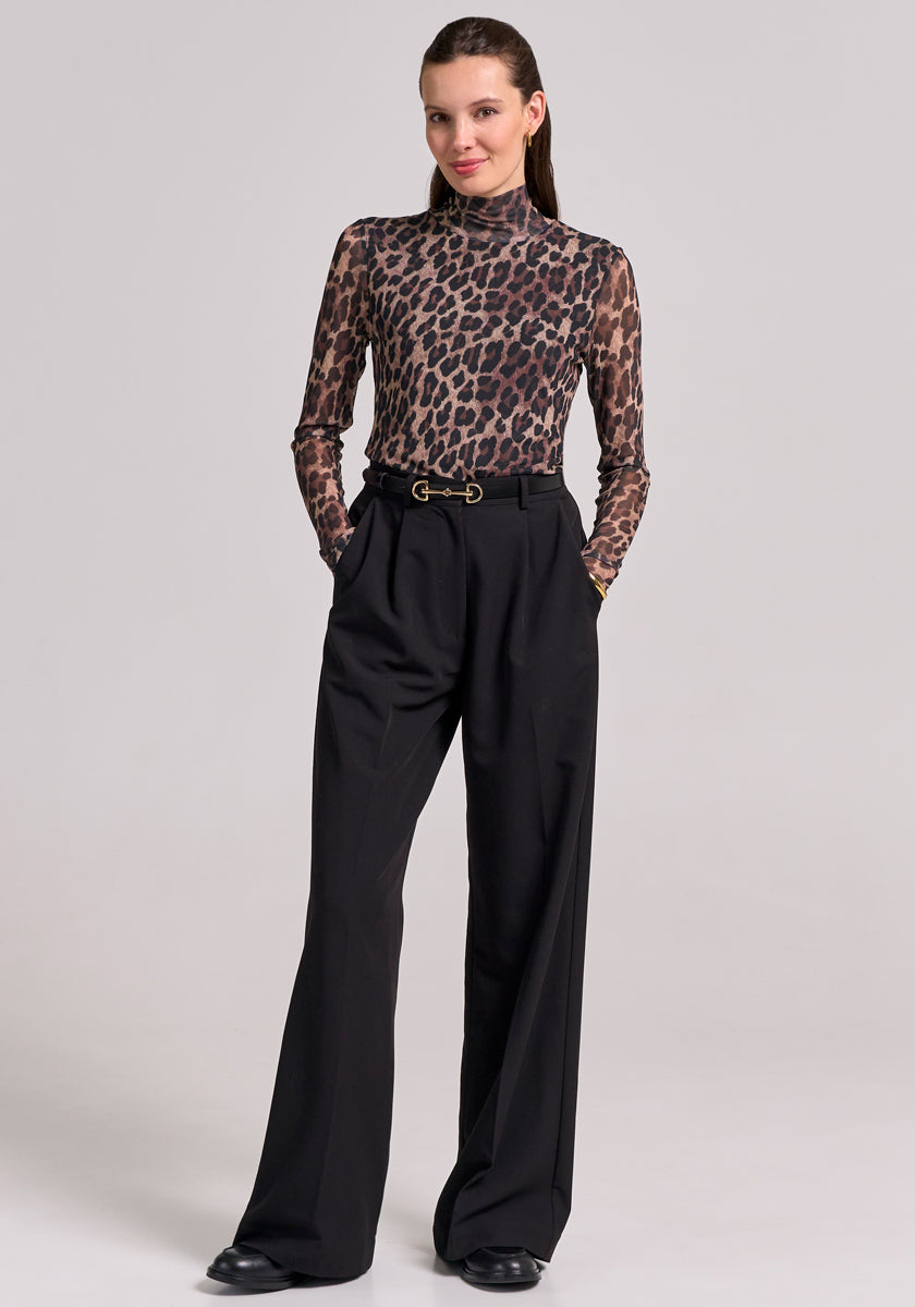 Chemise à manches longues en maille Glam-Leo