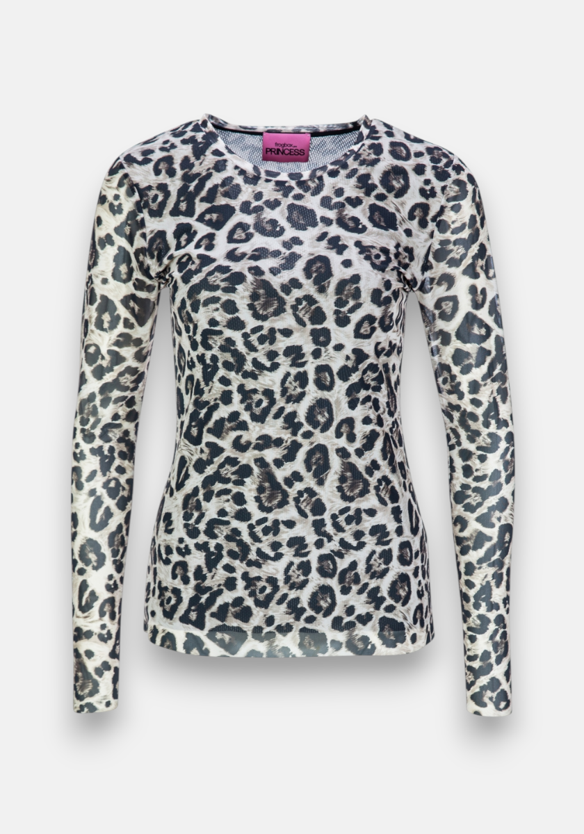 Mesh Langarmshirt Leopard