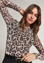 Mesh Langarmshirt Leopard
