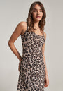 Long mesh strap dress leopard
