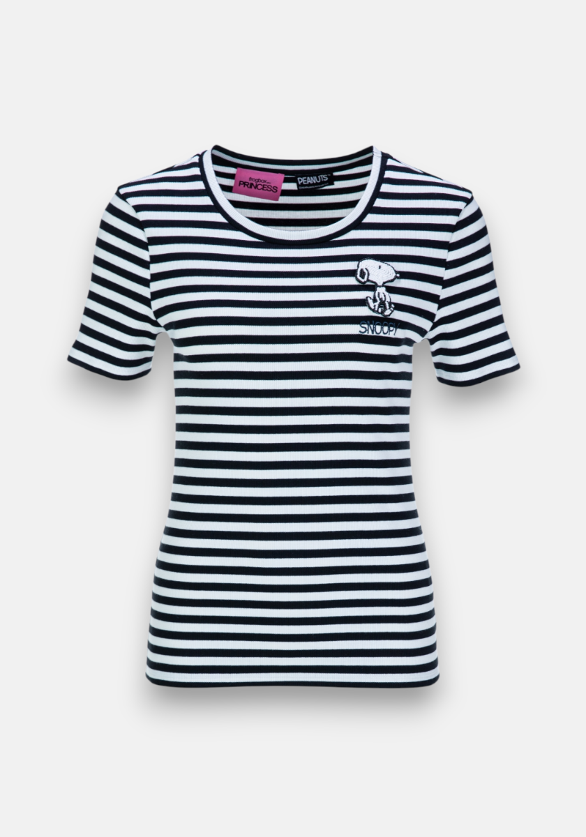 T-shirt rayé avec patch Snoopy