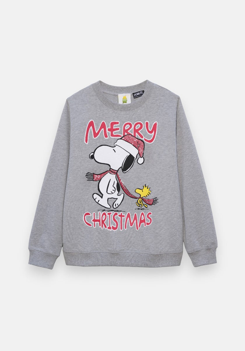 Dieses Princess Goes Hollywood-Sweatshirt zeigt Snoopy mit Weihnachtsmannmütze, Woodstock und dem roten Schriftzug "MERRY CHRISTMAS" - der perfekte Pullover für die Weihnachtszeit.