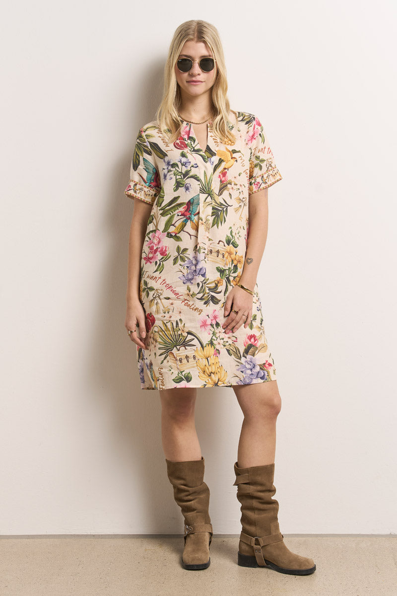 short sleeve tropical dress Girl Short Sleeve Floral Dress