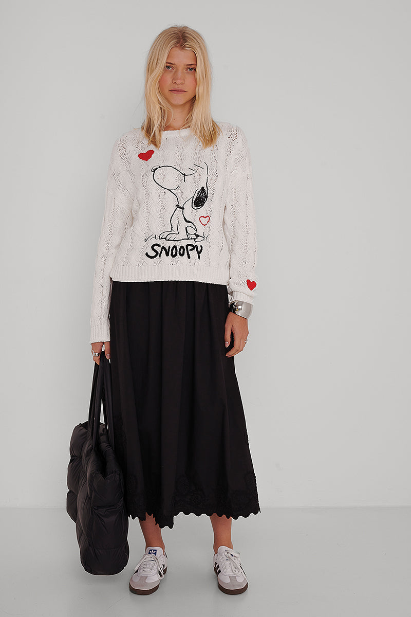 Zopfstrick Pullover mit Snoopy-Stickerei | Princess Goes Hollywood