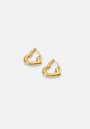 A pair of open-heart hoop earrings by Princess Goes Hollywood in shiny Goldoptik are crafted from robust Titanstahl with a polished finish, small hinged clasps, and are shown on a plain white background.