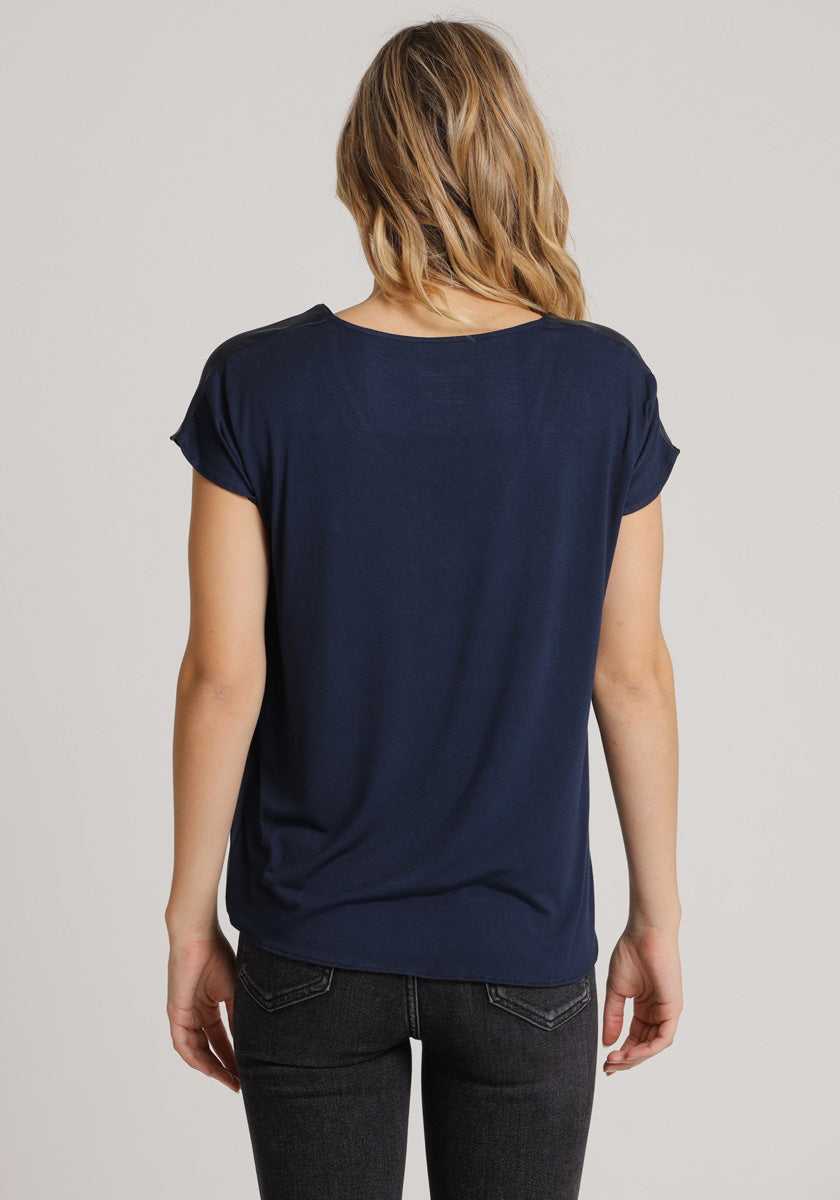 Silk top with V-neck