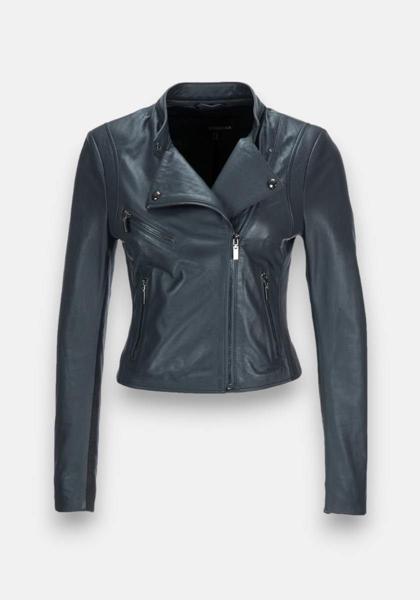 Biker leather jacket slim