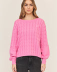 Cable knit sweater with balloon sleeves
