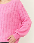 Pullover mit Zopfmuster und Ballonärmel