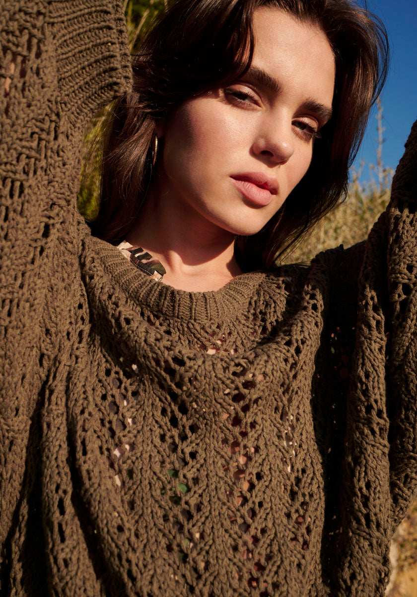 Open-knit cotton sweater
