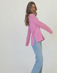 Cashmere cardigan with side slits